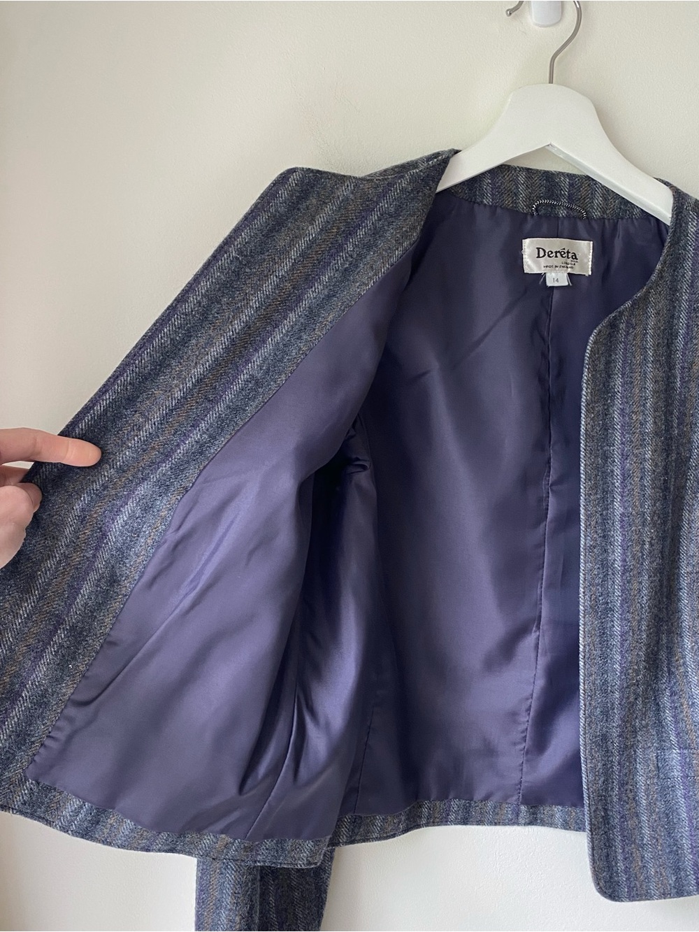 Vintage 100%wool open front striped blazer - Picture 10 of 14